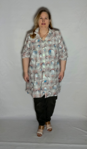 Удлиненная рубашка "Комфорт" серый (Smart-Woman, Россия) — размеры 64-66, 68-70, 72-74, 76-78, 80-82